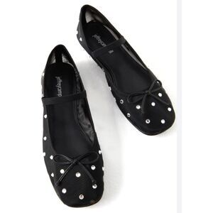 Free People Jeffrey Campbell Shine For You Ballet Flats Mesh Stone Black 8.5 NEW